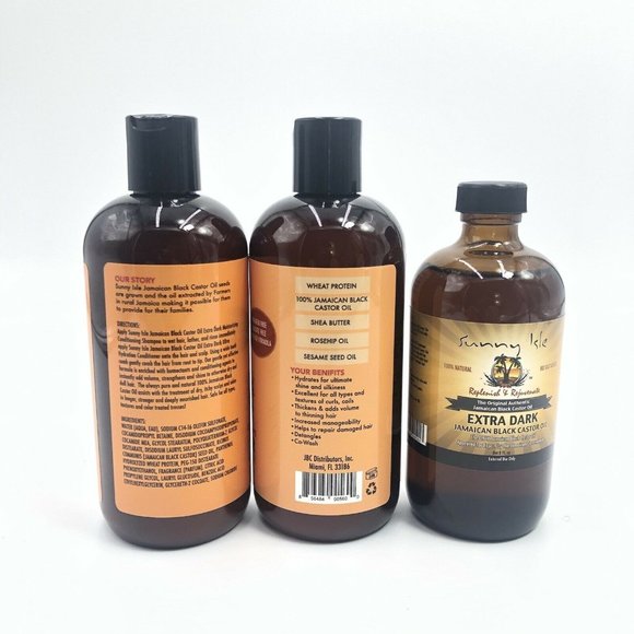 Sunny Isle Extra Dark Black Castor Shampoo 3pc Set - Picture 3 of 5
